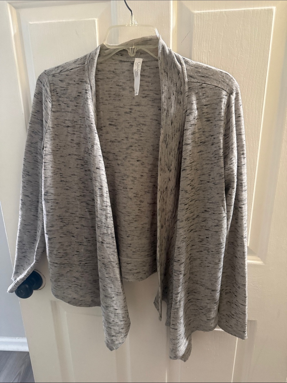 Jessica Simpson Light Heather Gray Open Front Draped Cardigan
